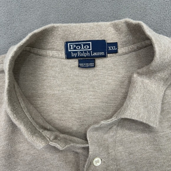 Vtg‎ Polo Ralph Lauren Size 2XL Light Brown Long Sleeve Cotton Polo Shirt Button - Picture 3 of 12